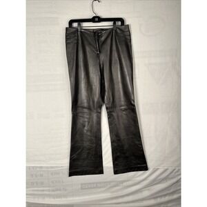 Vtg Y2k CACHE Womens Lamb Leather Pants Size 8 Brow Bootcut Retro Rock Punk Boho